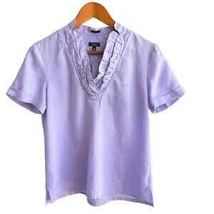 TALBOTS Top Womens S Purple 100% Irish Linen Preppy Coastal Beachy Resort Wear